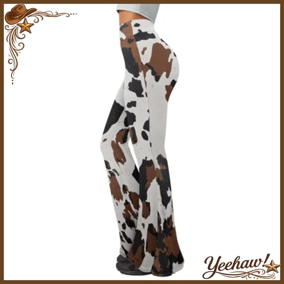 High Waisted Flare Leggings Yoga Pants Tummy Control Wide Leg Activewear - Picture 3 of 7